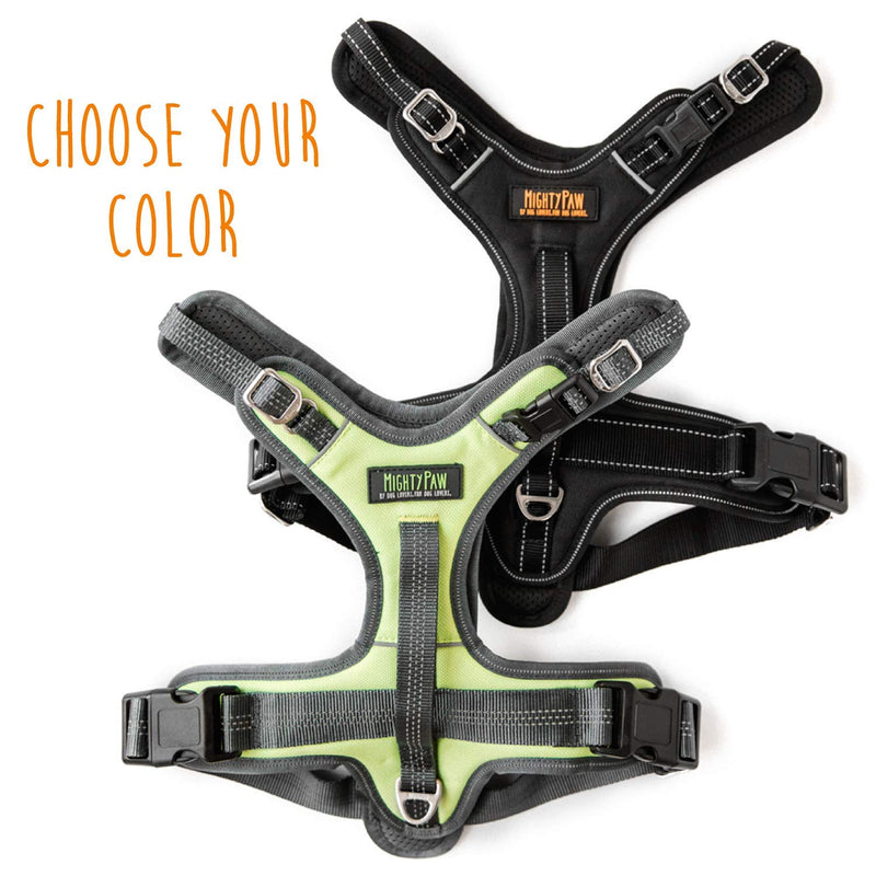 Mighty Paw Sport Harness 2.0 - Padded Dog Harness - Adjustable Neck and Chest Straps - Enhanced with Reflective Stitching - No-Pull Front Leash Attachment - Easy Grip Handle - Ultimate Comfort Medium Black - BeesActive Australia
