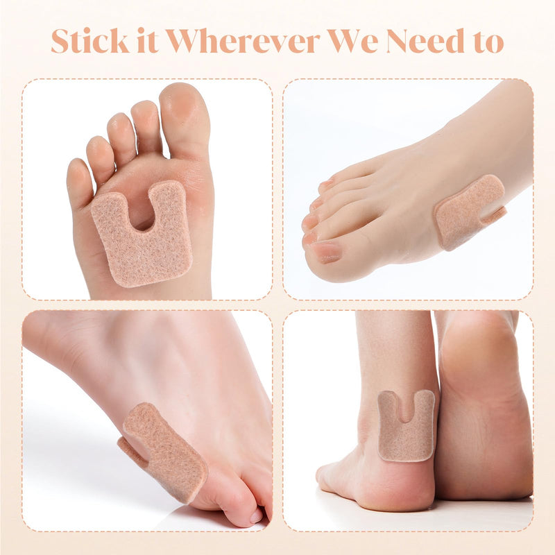 96Pcs Callus Pads for Feet, Soft Felt Callus Cushions Bottom, Horseshoe Pads for Heel, U Shape Metatarsal Pad Pain Relief, Adhesive Corn Pad Keeps Protecting Calluses for Women Men - BeesActive Australia