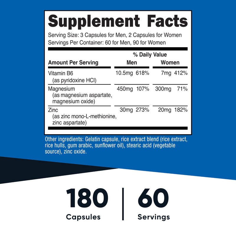 Nutricost ZMA 180 Capsules - Non-GMO and Gluten Free ZMA Supplement 180 Count (Pack of 1)