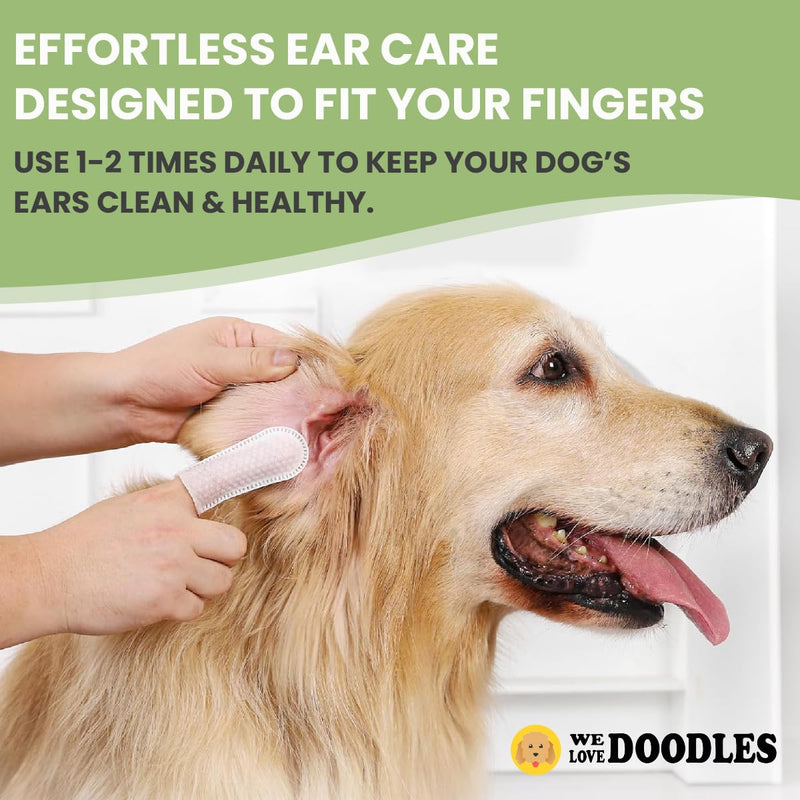 We Love Doodles Dog Ear Wipes - Pre Soaked Finger Ear Wipes for Dogs, Safe & Gentle Ear Cleaner for Dogs, Cleans & Deodorizes, Pet Wipes for Dogs, Dog Cleaning Wipes for Easy Grooming, 50pcs - PawsPlanet Australia