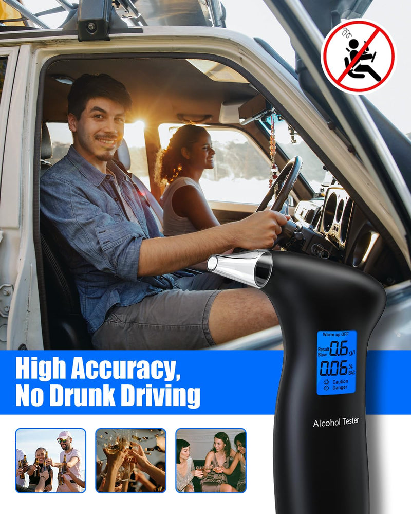 VRKYRIN Breathalyzer for Alcohol, Portable Breathalyzers to Test Alcohol Personal Alcohol Breathalyzer Tester with LCD Display and 12 Mouthpieces for Home Party Use - BeesActive Australia