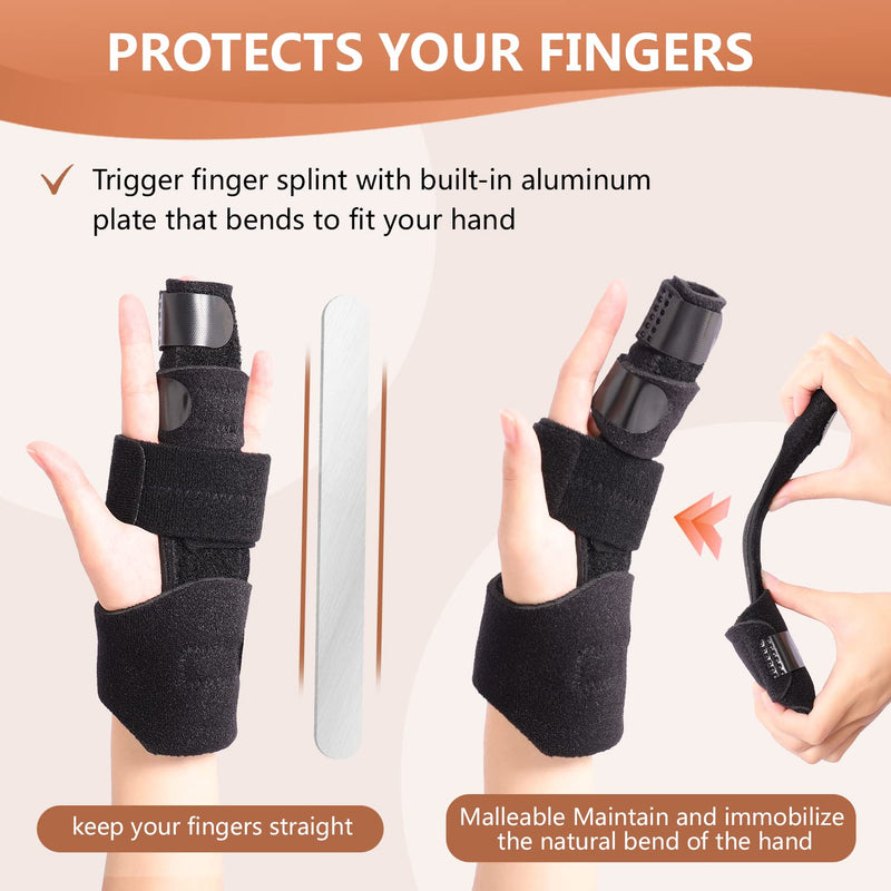 2 Finger Splint, Adjustable Finger Brace, Finger Metal Support for Broken Fingers, Mallet Finger Splints, Trigger Finger Straightener, Arthritis, Pain Relief, Injury, Fracture, Sprains(S/M) S/M