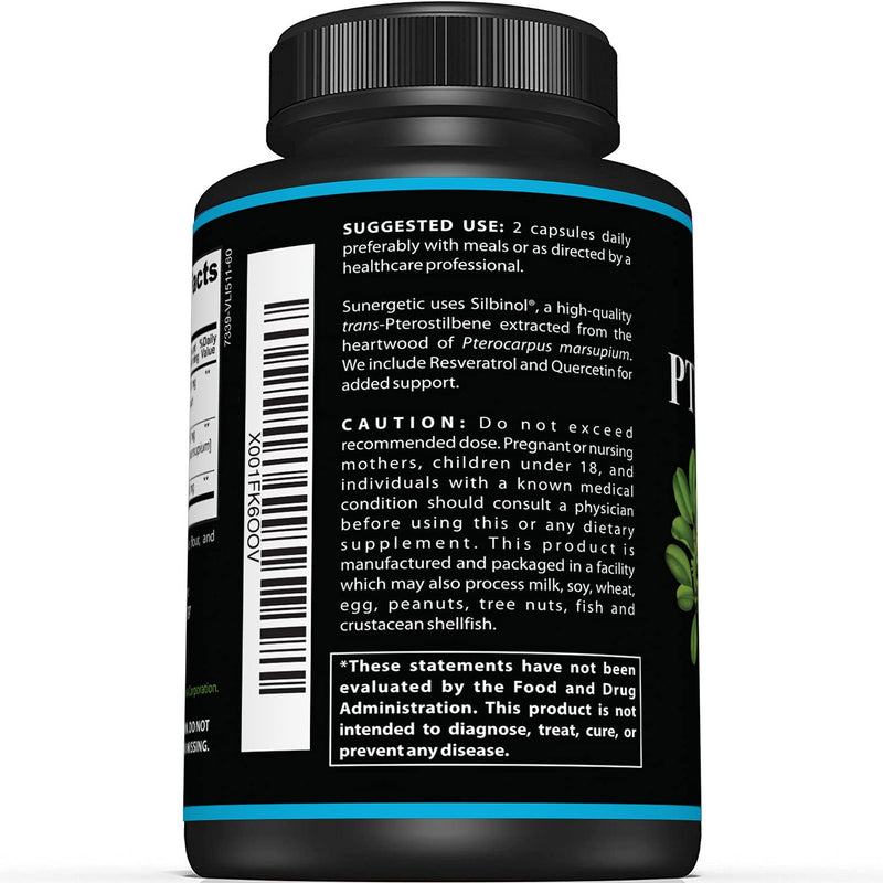 Premium Pterostilbene Supplement – Pterostilbene with Resveratrol & Quercetin – Supports Healthy Aging – Natural Source Pterostilbene 100mg per Serving – 60 Capsules (Pack of 2) 60 Count (Pack of 2)