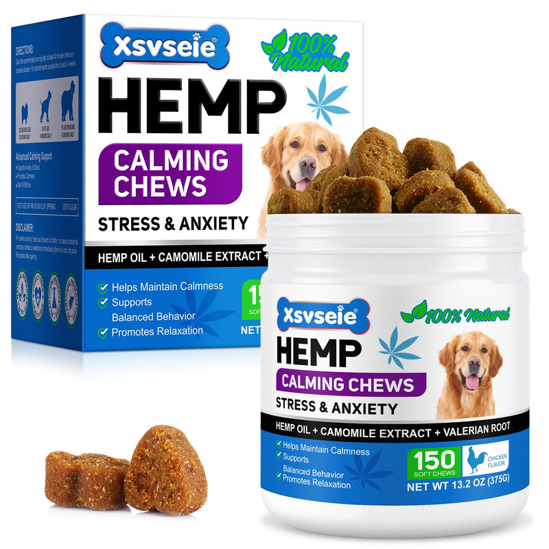 Calming Dog Treats 150 Count - Calm down for Dogs - Reduce Stress Relief, Separation, Barking, Fireworks, Thunderstorms - 100% Natural Ingredients dogs calming Treats (Chicken)