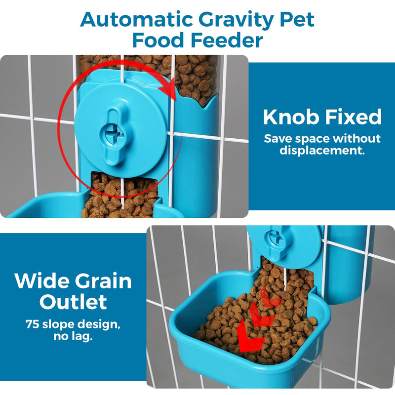 Vannon Small Animal Hanging Automatic Food Dispenser, 35oz Gravity Pet Feeder for Cage, Food Bowl for Rabbit Puppy Cat Ferret Guinea Pig Chinchilla (Blue) Blue - BeesActive Australia