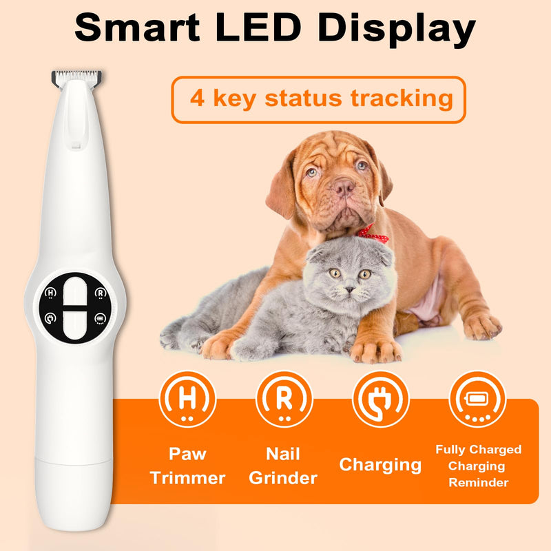 Dog Paw Trimmer with LED Light, Upgraded 2 in 1 Dog Grooming Kit, Cordless Dog Nail Trimmers Grinder with 3 Ports for Small Medium Large Dogs, Pet Micro Precision Electric Trimmer for Paws Eyes Ears - BeesActive Australia
