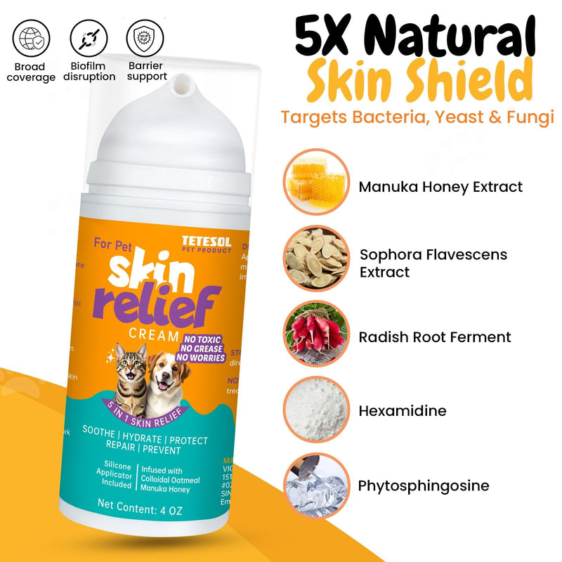 Dog Cream Moisturiser for Itchy Dry Flaky Skin, Allergy Relief, Hot Spot, Rash, Eczema, Small Wounds, Sores,Irritated & Inflamed Paw and Skin Fold-for Dogs & Cats 100g