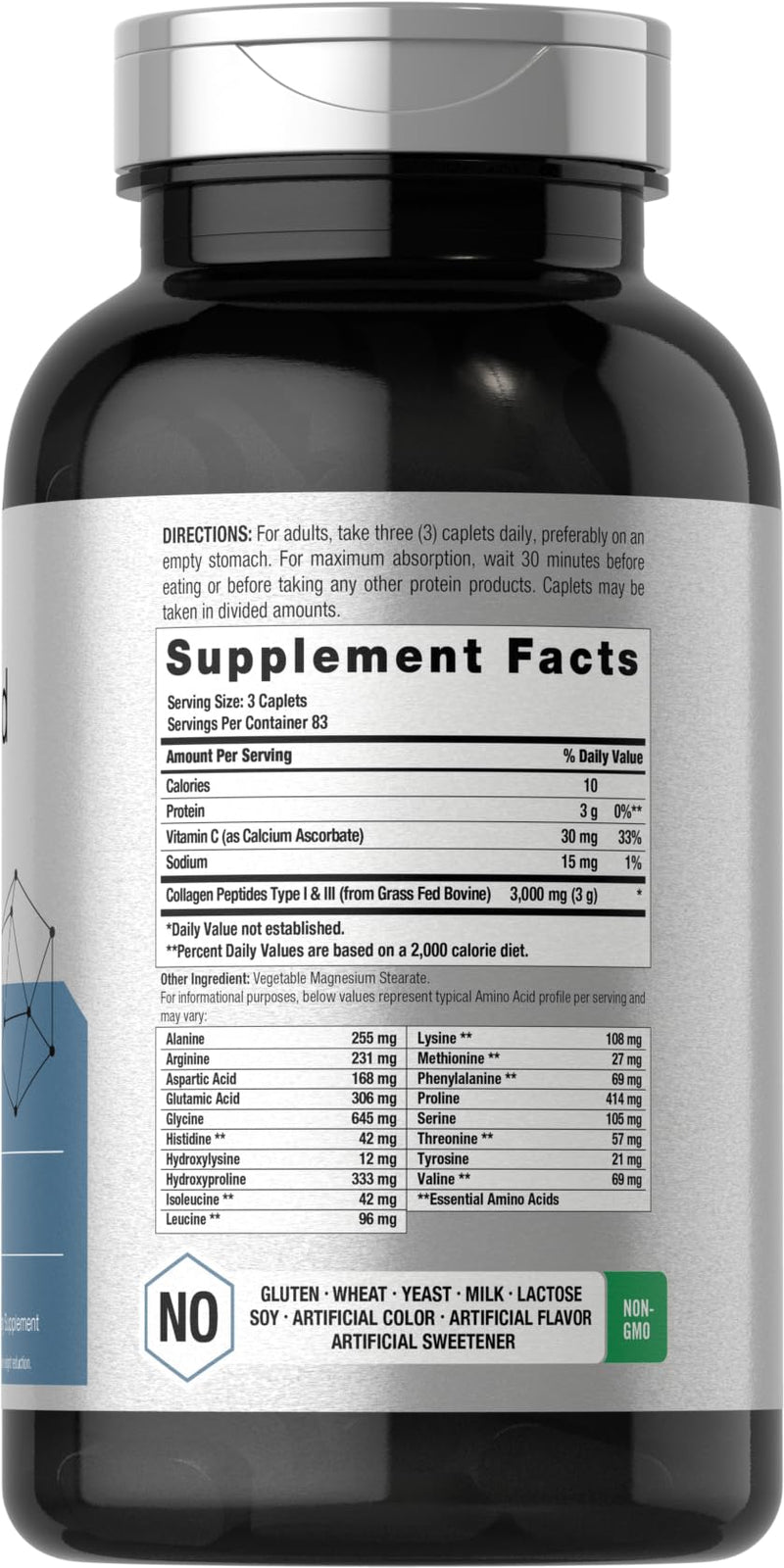 Horbäach Amino Acid Complex 3000mg | 250 Caplets | Non-GMO, Gluten Free Supplement 250 Count (Pack of 1)