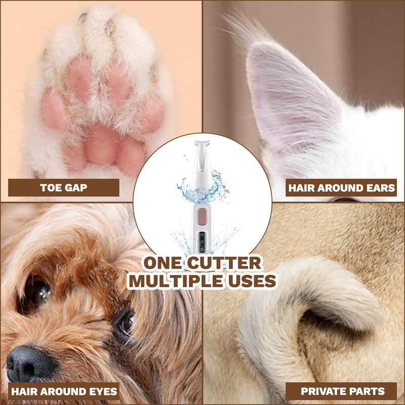 Dog clipper, waterproof quiet rechargeable pet paw trimmer with LED light, professional dog trimmer for thick, long and curly pet hair - BeesActive Australia
