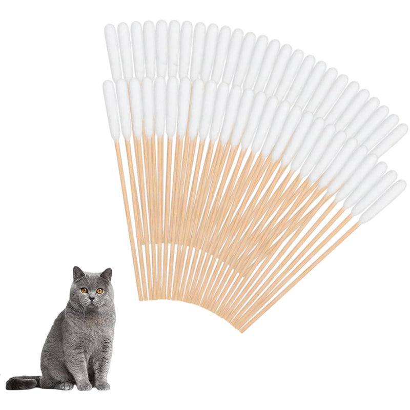 50 Pack Dog Ear Cleaning Cotton Buds, Long Cotton Swabs 15cm for Pet Ear Cleaner, Soft Ear Wax Remover Sticks for Dogs Cats & Small Animals (White)