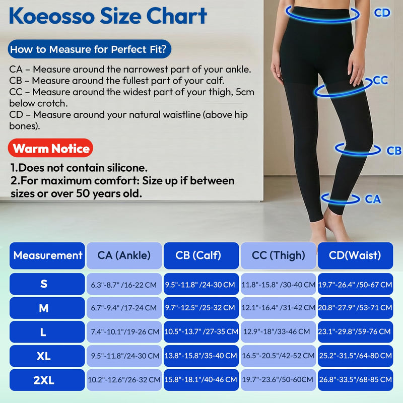 Compression Stockings Women, 15-20mmHg Medical Grade Compression Leggings Footless-Black+Beige X-Large