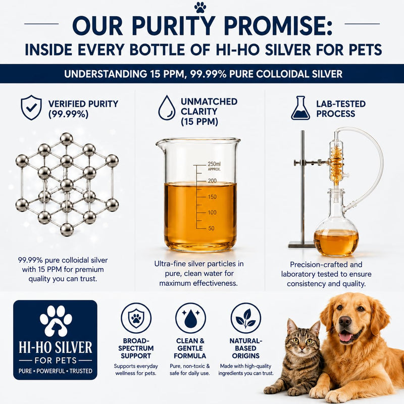 Colloidal Silver for Pets, 15 PPM Silver Liquid for Dogs & Cats, Skin & Immune Daily Wellness Support, 99.99% Pure, Lab Tested, Made in USA, 16 fl oz 16 oz