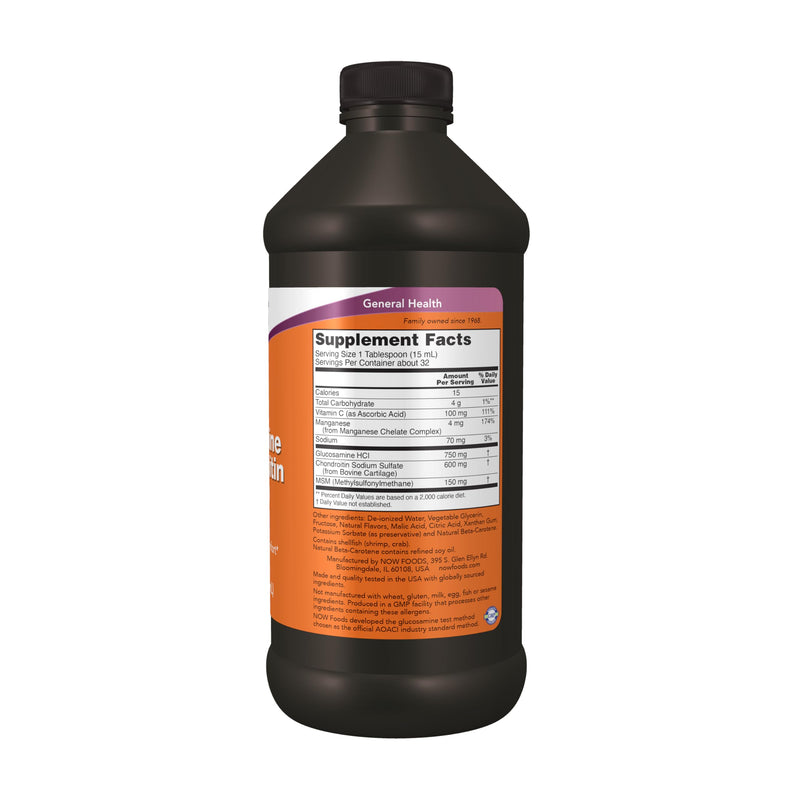 NOW FOODS Liquid Glucosamine & Chondroitin MSM, 16 FZ