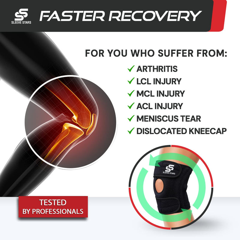 Sleeve Stars Knee Brace & Knee Support for Men & Women, Knee Braces for Knee Pain, Knee Protection Wrap for Working Out S/M/L: 12"-21"