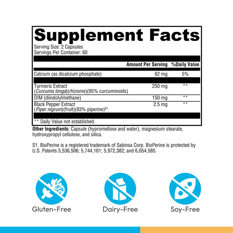 XYMOGEN Dimension 3 - DIM Supplement for Hormonal Balance & Estrogen Metabolism Support* - with Curcumin & BioPerine - Gluten-Free - 120 Capsules 120 Count (Pack of 1)