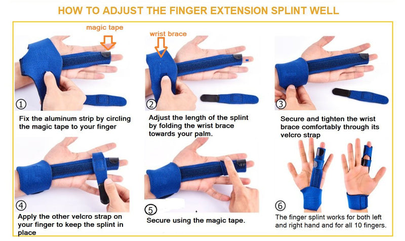 BodyMoves Finger splint and Finger extension splint trigger finger mallet finger broken finger post operative care Finger knuckle immobilization injury (midnight black) midnight black - BeesActive Australia