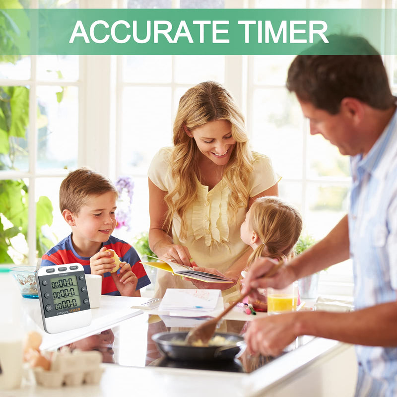 Photect 2 Pcs Digital Kitchen Timer 3 Channels Multi Timer Loud Adjustable Alarm Magnetic Count up Down Memory Preset Battery Included for Cooking Baking BBQ Study Classroom - BeesActive Australia