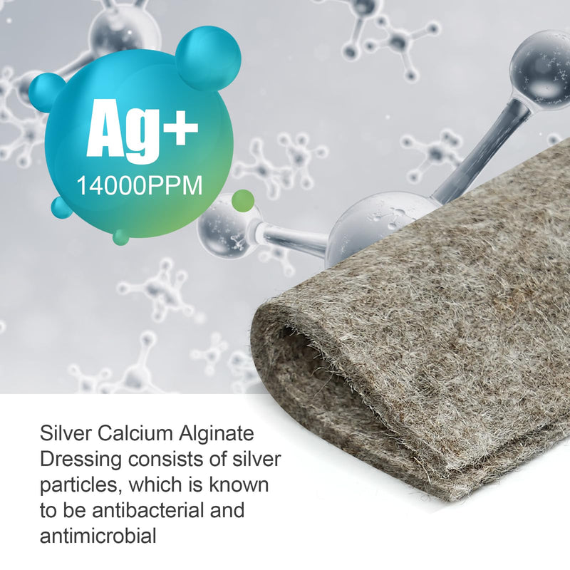 Ag Silver Calcium Alginate Wound Dressing Pads 2"x2" Pack of 10, Soft Silver Dressings for Wound Care, Gentle Highly Absorbent Dressing, Non Stick Gauze Pads for Wounds