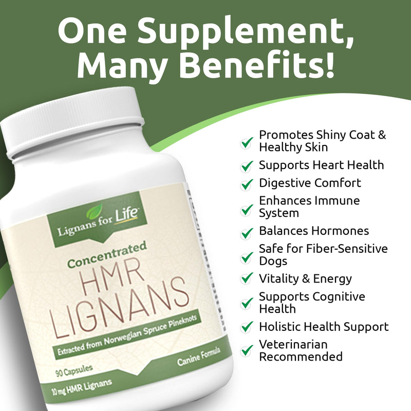 Lignans For Life HMR LIGNANS 10mg Capsules - Perfect for Small Dog Breeds - Vitamin for Healthy Pet | Multivitamin | Wellness Supplement | Nutritional 10mg, 90 Capsules