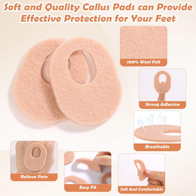 Shynek 72 Pcs Callus Pads Soft Felt Callus Cushion Pads for Bottom of Foot Self Adhesive Foot Callus Cushions, Corn Pads for Feet for Men and Women Pain Relief Foot Care, Beige, Oval Shape 72-beige - BeesActive Australia