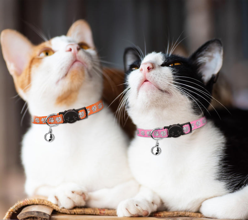 16 PCS Breakaway Cat Collars with Bells Reflective Cat Collar Safety Nylon Kitten Collars Cat Collars for Girl Boy Cats(7.5"-12.6") Standard(7.5" - 12.6") - BeesActive Australia