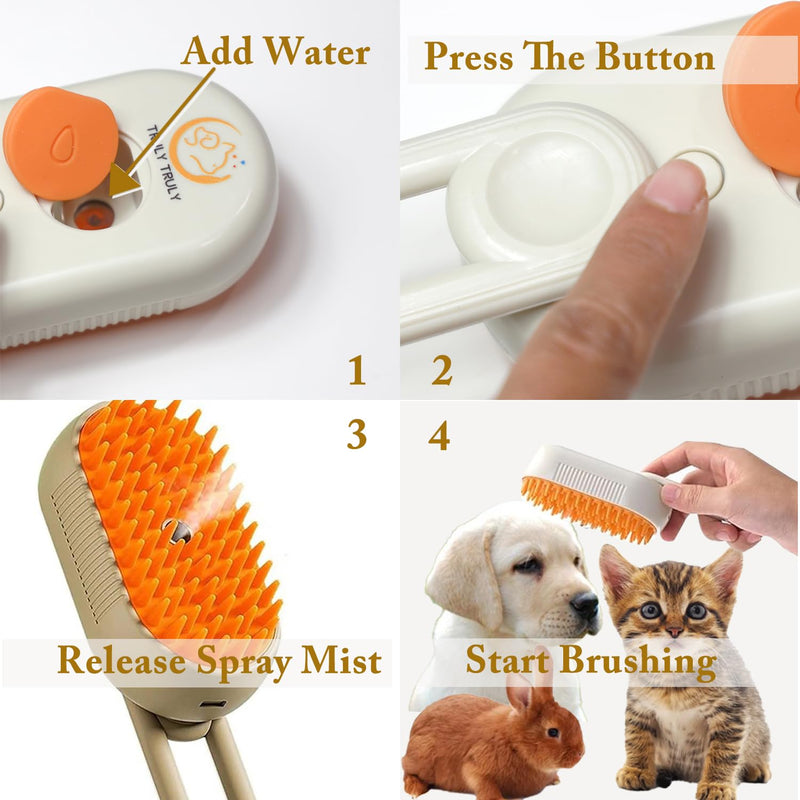New 3 In1 Cat Steam Brush: Self Cleaning Steam Cat Brush for Massage Cat Grooming Brush Pet Hair Removal Comb (Coffee) Coffee - BeesActive Australia