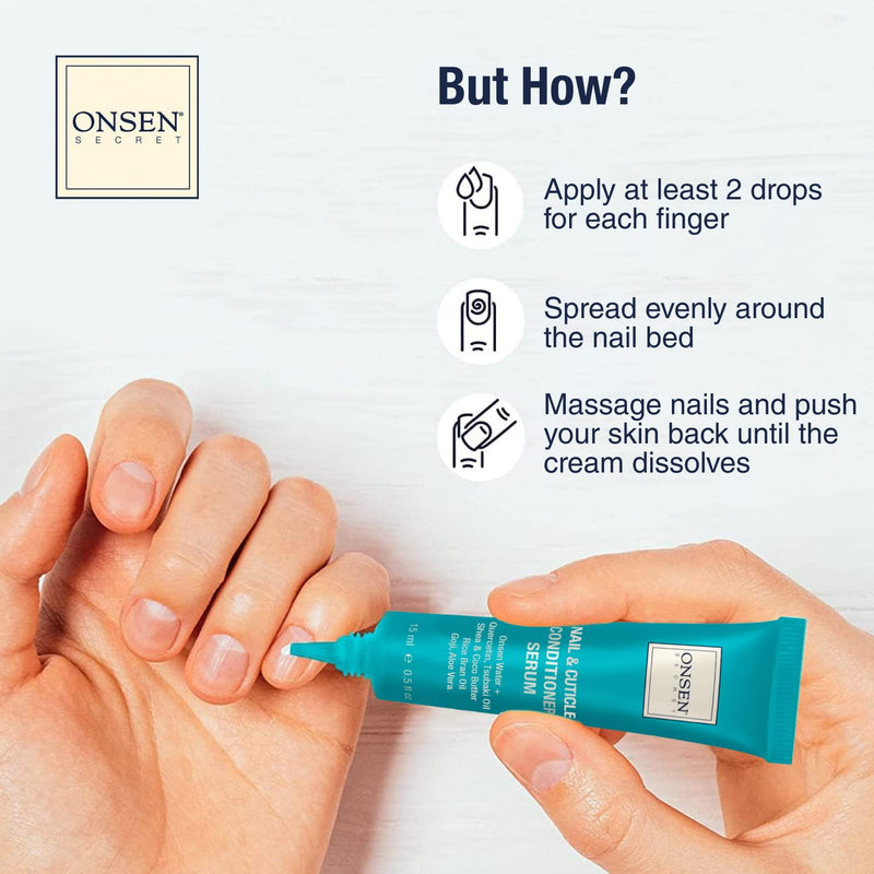 Onsen Secret Nail Reboot Duo - Treatment for Damaged Nails - Natural Nail Care & Cuticle Repair - Visible Results For Perfect Nails, Cuticle Conditioner Cream 15ml & Nail Reboot Oil 10ml 0.85 Fl Oz (Pack of 2)