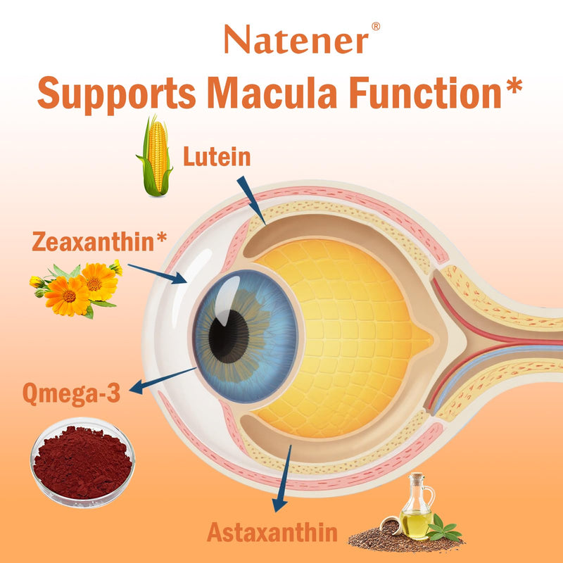 14 in 1 Eye Vitamins, 25mg Lutein, 5mg Zeaxanthin, 24mg Astaxanthin, 800mg Omega-3 & 100mg L-Theanine, Supports Eye Health, Moisture and Comfort*