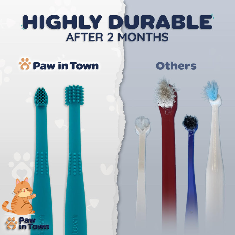 PAWINTOWN Soft Cat Toothbrush Set – Suitable for Dogs – Food Grade Silicone – Cat Dental Care, Cat Teeth Cleaning, Cat Tooth Brushing Kit (Tropical Teal) Tropical Teal 2 Count (Pack of 1) - BeesActive Australia