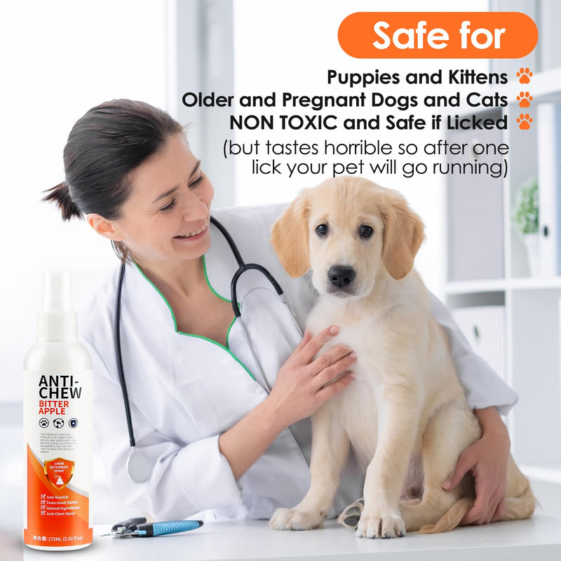 Bitter Apple Spray for Dogs to Stop Chewing. 175ML No Chew Spray for Dogs. Effective Dog Deterrent Spray for Carpet Furniture & Plant. Anti Chew Spray for Dogs Puppies. Alcohol-Free & Non-Toxic Orange - BeesActive Australia