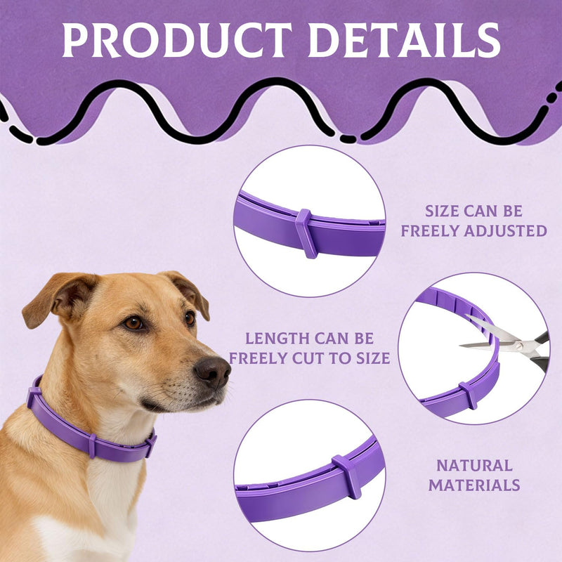 3 PCS Pheromone Dog Calming Collar with Lavender Relaxing Dog/Cat Collar Adjustable Anxiety Relief for Prts Stress, Separation, Noise, Thunderstorms, Fireworks, Travel (Purple) Purple, 3 PCS