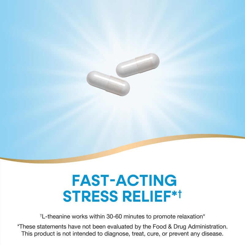 Nature's Way L-Theanine Capsules for Stress Support*, 200 mg, 60 ct | Promotes Relaxation*, 200 mg per 2-Capsule Serving, Fast-Acting Stress Relief*, Vegan 5660 Count (Pack of 1) 60 Count (Pack of 1)