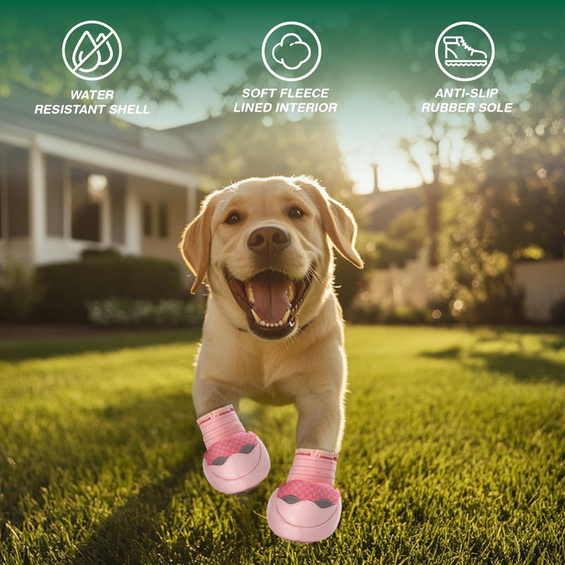 Dog Shoes for Small Dogs, Waterproof Dog Boots for Winter Snow, Summer Hot Pavement, Dog Booties & Paw Protectors Size 2 Pink #2(2.17" inner width) for 18-24 lbs - BeesActive Australia
