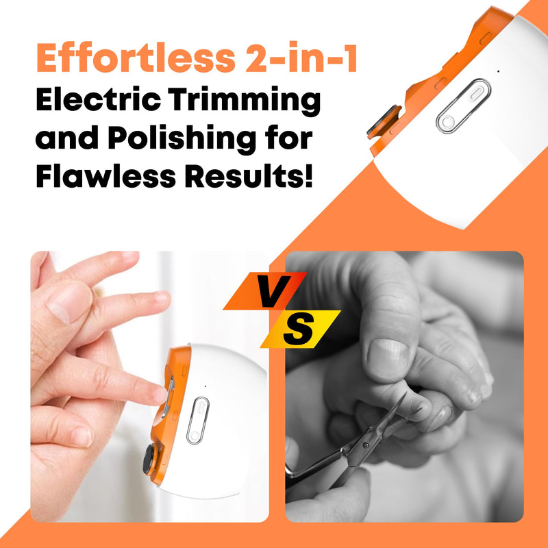 Electric Automatic Nail Clipper Trimmer - 2 in 1 Rechargeable Fingernail File Grinder Cutter for Baby Adults Seniors - Multifunctional Manicure Polisher with LED for Trimming Polishing Nails 1-pack - BeesActive Australia