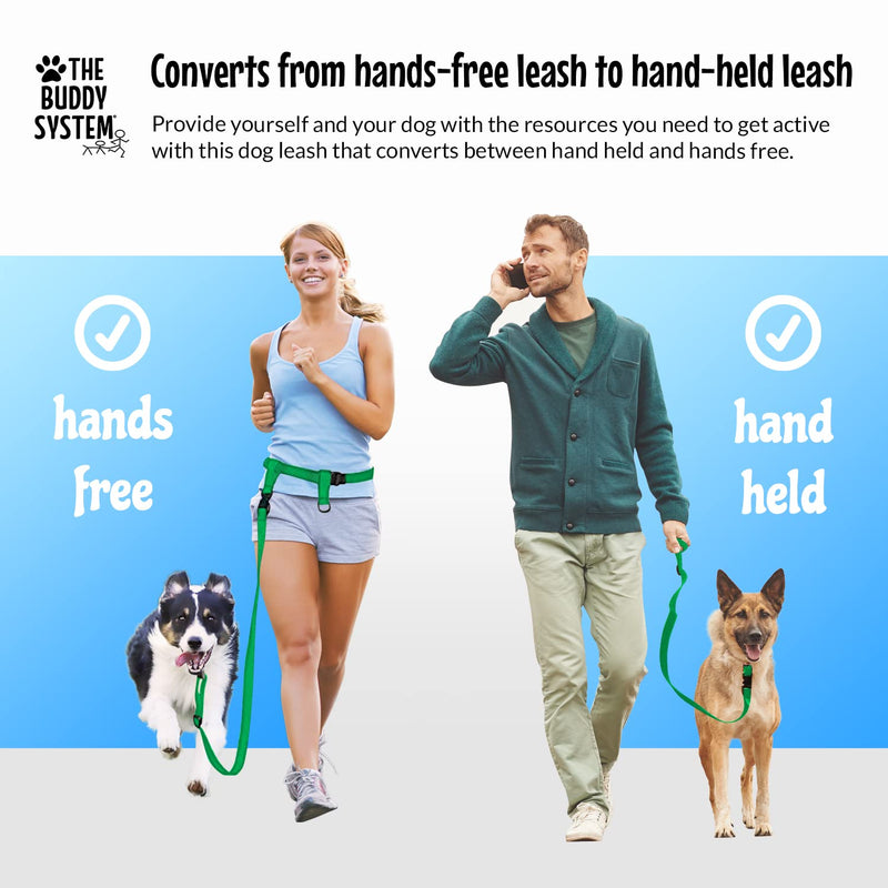 The Buddy System Hands Free Dog Leash, Adjustable Leash for Running, Jogging, Training and Service Dogs, Great for Small, Medium and Large Dogs, Made in USA (Green, Regular Belt (22"- 40" Waist)) Regular Dog System (Regular Belt (22"- 40" Waist)) Green