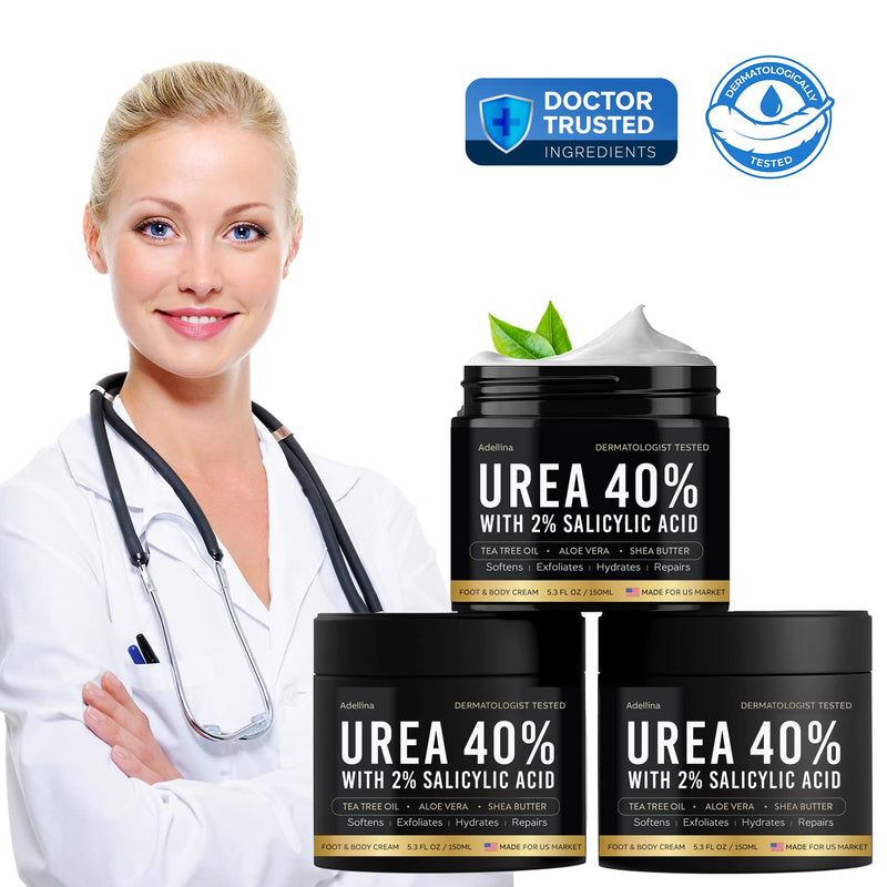 Adellina Urea Cream 40 Percent for Feet Maximum Strength, Urea Foot Cream for Dry Cracked Heels Feet Knees Elbows, 40% Urea Foot Repair Lotion 5.3 OZ - BeesActive Australia