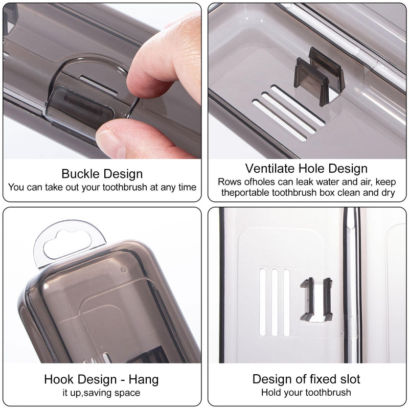 Toothbrush Case 2 Packs, Transparent Black Toothbrush Travel Case, Plastic Toothbrush Holder Travel Size, 7.87 x 1.85 x 1.18 inches Portable Toothbrush Case for Traveling - BeesActive Australia