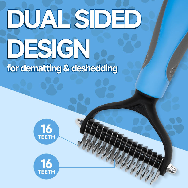 Pet grooming brush metal bottom hair rake, double-sided ultra wide dog brush cat brush shedding, dog hair comb supplies bottom hair rake, hair removal brush, dog long hair pet hair removal tool - BeesActive Australia