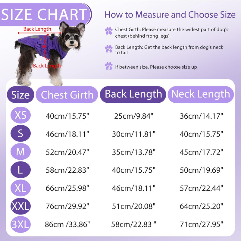 Gyuzh Dog Coat Jacket Vest Clothes Dog Harness Coat Adjustable Reflective Dog Jackets with Pockets and Faux Fur Collar Winter Waterproof Dog Coats for Small Medium Large Dogs (Medium, Purple) - BeesActive Australia