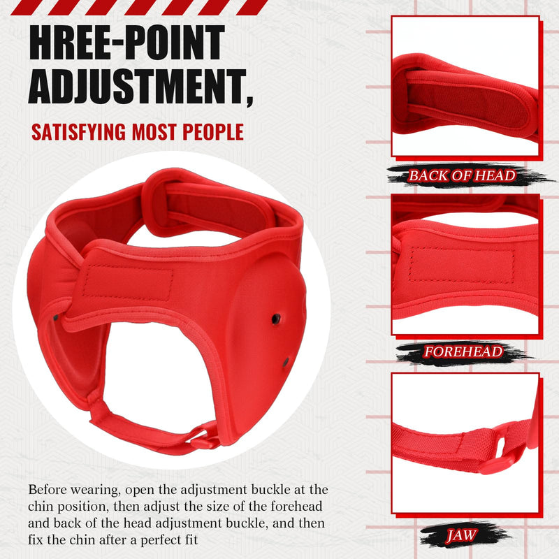 Wrestling Headgear for Kids Youth with Protective Knee Pads Soft Grappling Headgear Wrestling Ear Protection Thick Sponge Anti Slip Knee Sleeve for Sparring Brazilian Jiu Jitsu Red