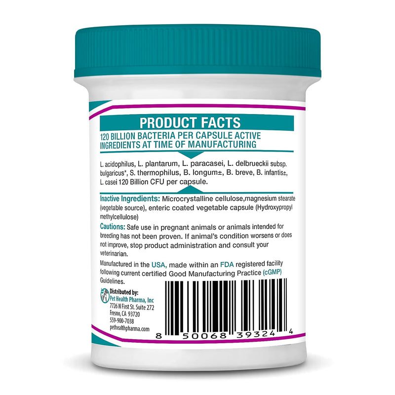 Vetbiome +® Plus High Strength Probiotics for Pets (40 Capsules) - 120 Billion CFU, 9 - Strain Formula – Third Party Tested - Made in U.S.A
