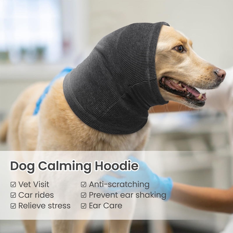 BRKURLEG Quiet Ears for Dog, Dog Ear Muffs for Noise Protection,Knitted Dog Winter Hats, Dog Calming Hoodie, Pet Cats and Dogs Grooming Bathing Calming Drying Ear Muffs (Grey, L) Large(Pack of 1) Grey - BeesActive Australia