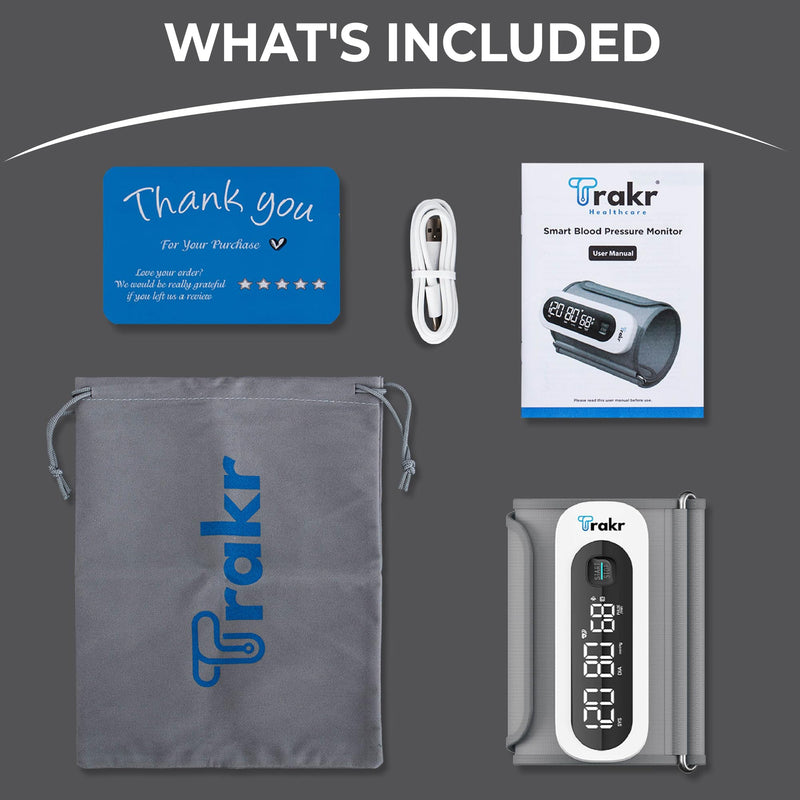 Trakr - Smart Blood Pressure Monitor with App - Rechargeable - Wireless - Bluetooth