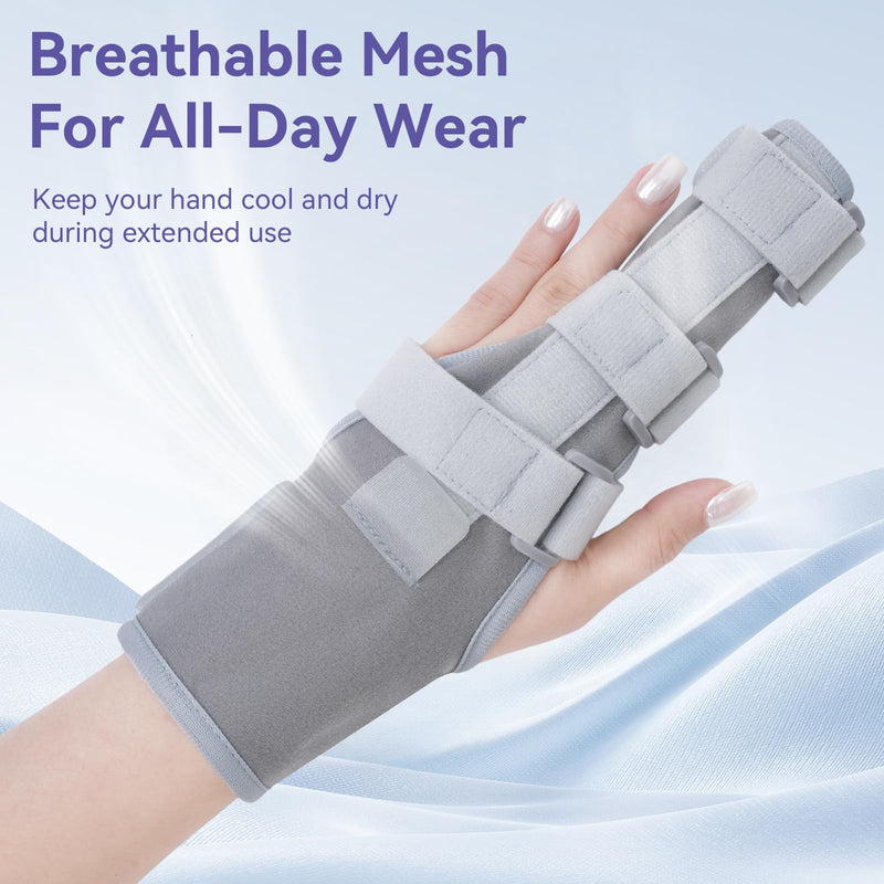 Double Trigger Finger Splint, Aluminum Finger Brace Joint Stabilizer, Adjustable Composite Fabric Hand Brace with Finger Support for Broken Fingers, Sprains, Mallet Injury, Arthritis