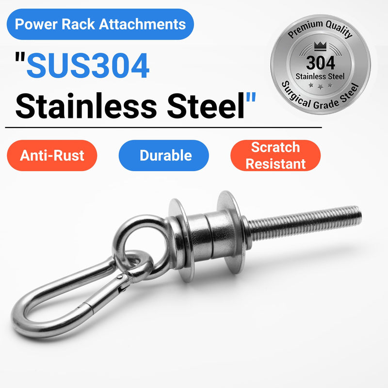 2-in-1 Olympic Barbell Holder and Resistance Band Anchor for 2x2 & 2x3 & 3x3 Power Racks with 5/8"-1" Holes, Heavy-Duty Steel Bar Storage Hanger with Protective Padding