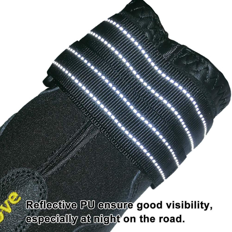 Truelove Dog Boots,Waterproof Dog Booties for Outdoor,Dog Shoes with Reflective Straps for Small Medium Large Dog 6#(Pack of 4) Black - BeesActive Australia