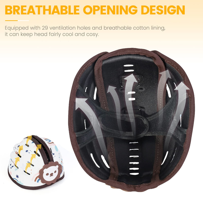 Baby Safety Helmet, Breathable Baby Head Protector for Crawling and Walking, Infant Soft Helmet, Anti-Collision, Ultra-Lightweight, Expandable and Adjustable Age 6m-24m (Brown Lion) Brown Lion - BeesActive Australia