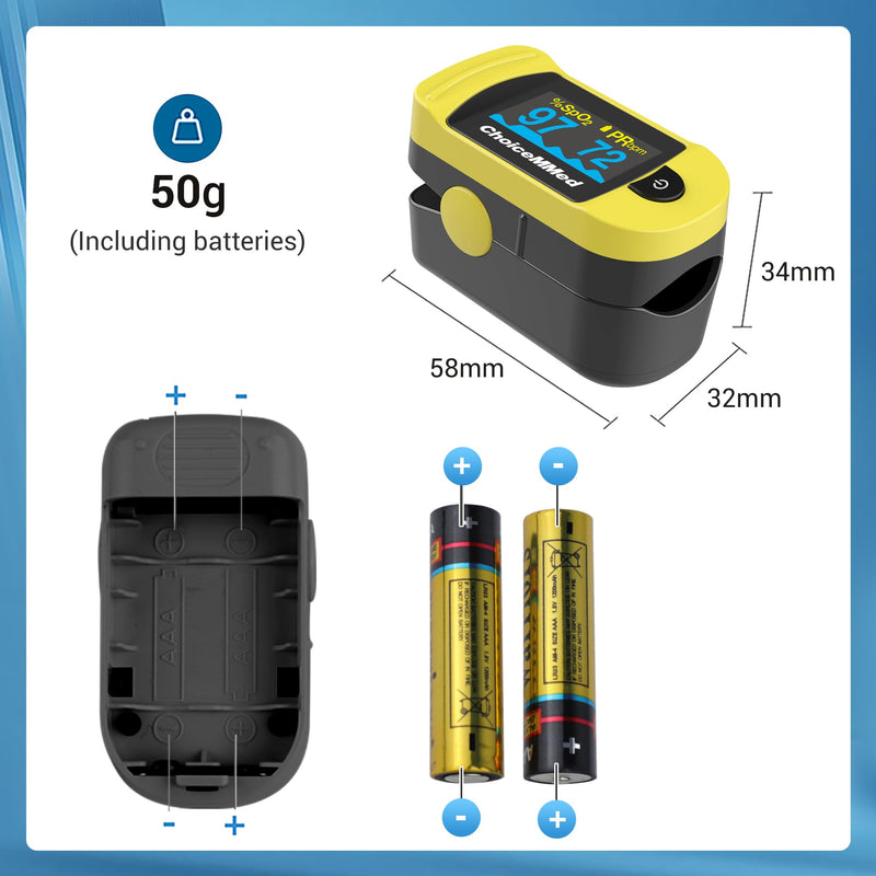 ChoiceMMed C20 Pulse Oximeter - Fingertip Pulse Oximeter Blood Oxygen Saturation Monitor - Large OLED Screen SPO2 Monitor with Lanyard and Carrying Case - BeesActive Australia