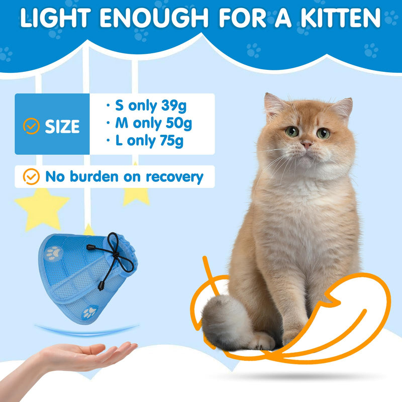 Neck collar cat, foldable soft protective collar cat Elizabethan collar, recovery collar soft collar cone after surgery and injuries (blue, L) blue - BeesActive Australia