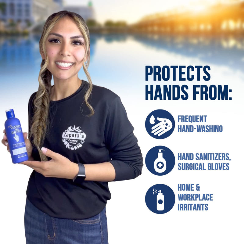 Gloves In A Bottle Shielding Lotion – Long-Lasting Barrier Moisturizer for Dry, Cracked Hands & Sensitive Skin | Non-Greasy, Fragrance Free Lotion | Safe for Men, Women & Babies 6 Months+ | 8 oz Pack count 1